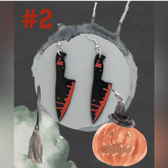 Earrings, Bloody Knives #2, NIP, Horror Accessory - Picture 4 of 7